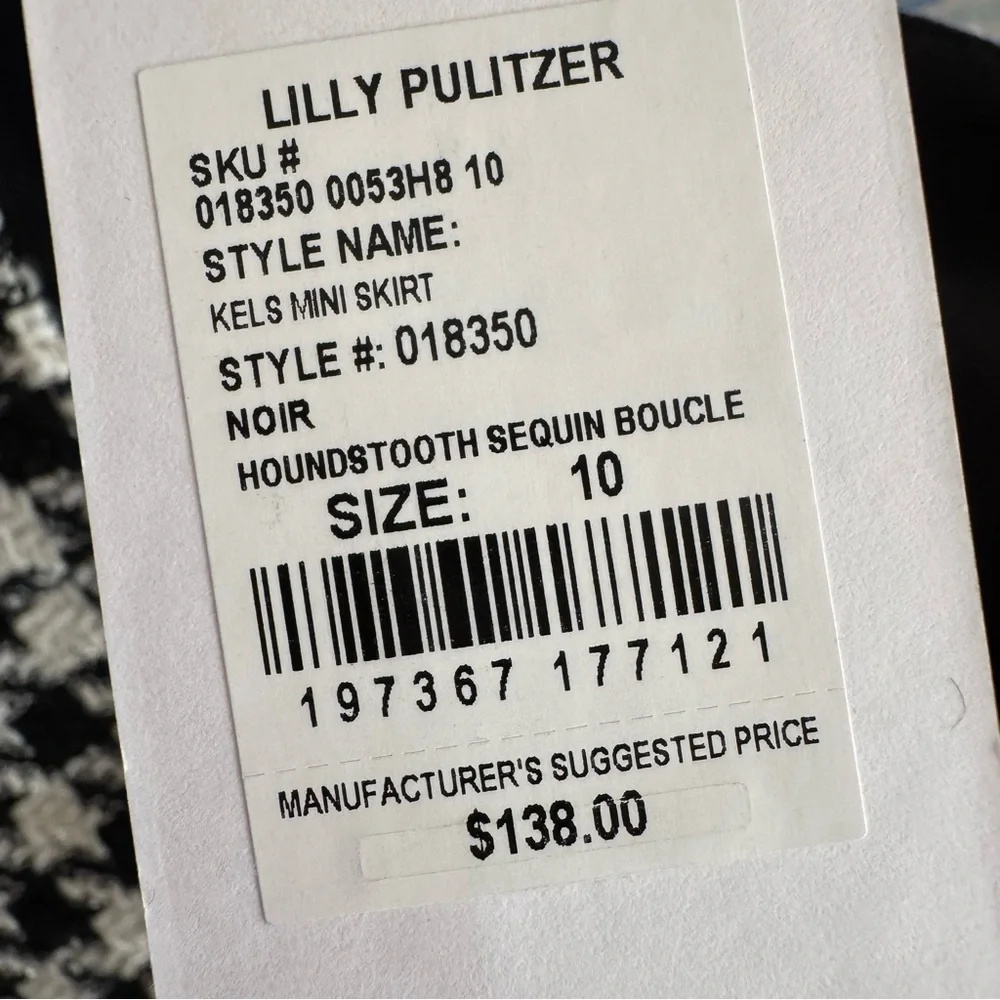 NWT Lilly Pulitzer Kels Mini Skirt Noir Houndstooth Sequin Bouclé 10